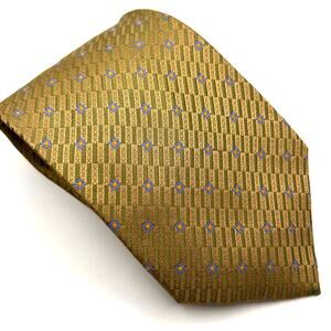 Daniel De Fasson- Men's Tie - Green Gold& Blue Foulard Geometric Design 58" Long